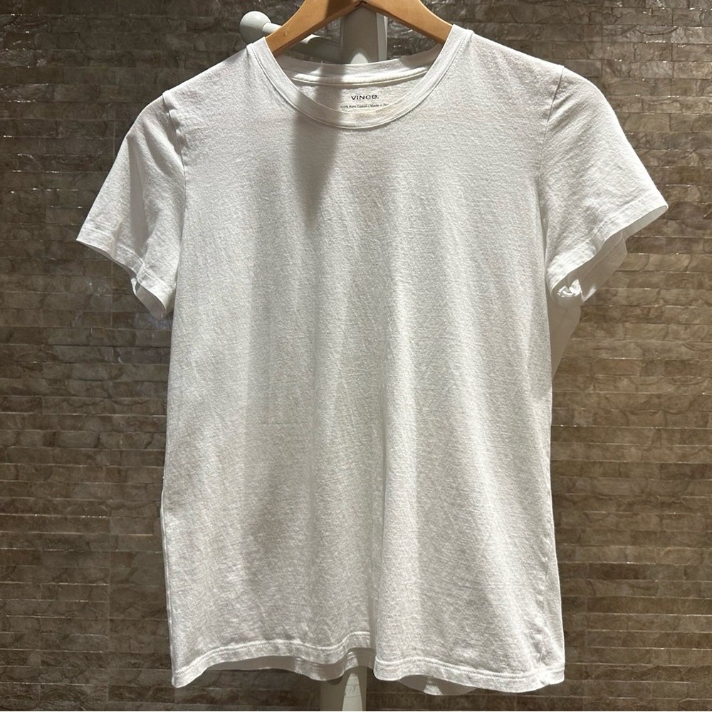 Vince essential Pima cotton crew neck T-shirt (L, white)